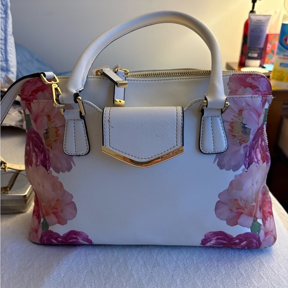 Calvin Klein Collection Handbags - Calvin Klein Collection White and Pink Floral Satchel